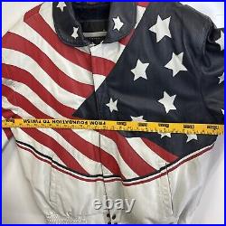Tanner Avenue Leather Jacket American Flag USA Size XL Mens Removable Liner