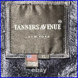 Tanner Avenue Leather Jacket American Flag USA Size XL Mens Removable Liner