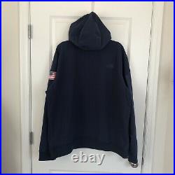 The North Face Freeski Techn-o Hoodie Pullover USA American Flag Cosmic Blue XL