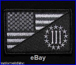 Three Percenter USA American Flag Us Army Morale Tactical Dark Ops Velcro Patch
