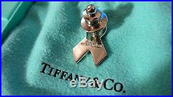 Tiffany & Co. USA Enamel Flag Ribbon Pin American Lapel Sterling Silver 925 NEW
