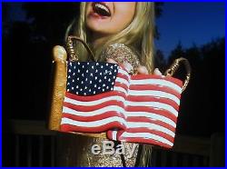 Timmy Woods Patriotic USA Flag American Election Purse Swarovski Crystal Clutch