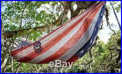 Twisted Root Design USA American Wood Flag Print Hammock Camping with Stuff Sack