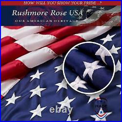 US Flag 5x8 ft 100% Made in USA. Premium Large American Flag Embroidered Star