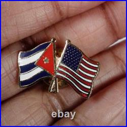 USA American Cuba Pin Friendship Flag Motorcycle Hat Cap Lapel Bike