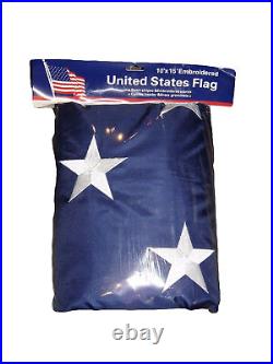 USA American Flag 10x15FT 2-Pack Embroidered Polyester (2 FLAGS)