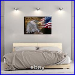 USA American Flag Bald Eagle Canvas Wall Art Retro USA Flag Independence Day