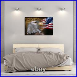 USA American Flag Bald Eagle Canvas Wall Art Retro USA Flag Independence Day
