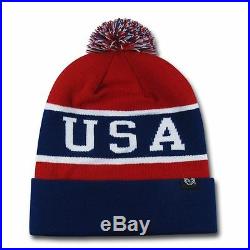 USA American Flag Beanie Knit Toboggan Watch Cap Patriotic Hat Winter Skull Cap