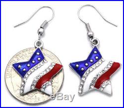 USA American Flag Star Patriot 4th of July Independence Day Drop Dangle Earrings