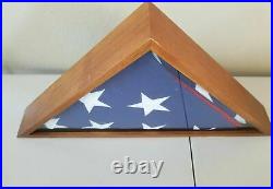 USA American Veteran Flag Wood Display Case withCasket Flag 5' x 8