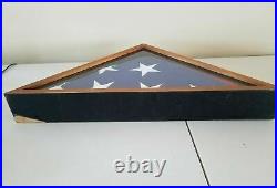 USA American Veteran Flag Wood Display Case withCasket Flag 5' x 8