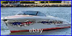 USA Flag Boat Wrap, American pride Boat Vinyl, 3D US Flag Boat Decal, Sticker