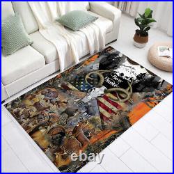 USA Flag Rug, Hunting Decor, Deer Room Decor, American Eagle Rug, United States