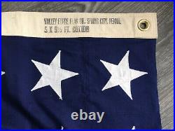 USA Flag Vtg WWII Valley Forge 48 Star Stripes Sewn American Huge 9.5' x 5