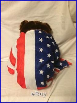 USA GENUINE Trumpy Bear With Hat, Bag, Certificate, & American Flag Blanket NEW