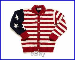 USA Patriotic American Flag Hand Knitted Wool Cardigan Sweater