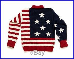 USA Patriotic American Flag Hand Knitted Wool Cardigan Sweater