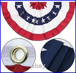 USA Pleated Fan Flag American US Bunting Flag Patriotic Half Fan 30, 1.5x3 Feet