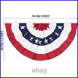 USA Pleated Fan Flag American US Bunting Flag Patriotic Half Fan 30, 1.5x3 Feet