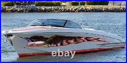USA flag Boat Decal, 3D Bald Eagle Boat Graphic, Full Color US Flag Boat Sticker