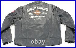 USA mens harley davidson leather jacket XL black AMERICAN LEGEND bar US Flag zip