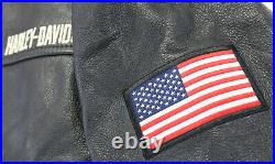 USA mens harley davidson leather jacket XL black AMERICAN LEGEND bar US Flag zip