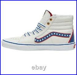 VANS SK8 Hi Leather Skate Shoes Patriotic Stars White Blue Red Mens 12