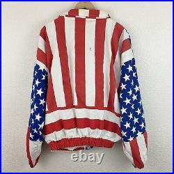 VINTAGE 90'S Budweiser American Flag Jacket Size XL USA Men's All Over Print
