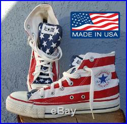 VINTAGE AMERICAN FLAG CONVERSE All Star Chuck Taylor 6 8 Hi Top Made In USA VTG