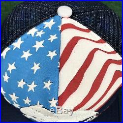 VTG 80S These Colors Dont Run Burn Eagle USA Flag 3 Stripe Snapback Trucker Hat