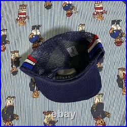 VTG 80s Haband Graphic American Striped Trucker Hat Cap Snapback Eagle USA Flag