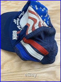 VTG American Eagle These Colors Don't Run or Burn Three Stripe Trucker Hat USA