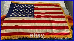 Valley Forge USA Flag Embroidered American linen with Gold Fringe & Sleeve 3'x4