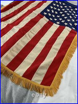 Valley Forge USA Flag Embroidered American linen with Gold Fringe & Sleeve 3'x4