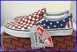 Vans Slip On Van Doren Stars And Stripes Checkered USA American Flag Mens Sz 11