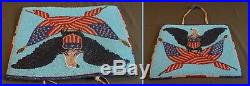 Very Fine 1928 Native American Yakima Beaded Bag Patriotic Eagle U. S. Flag