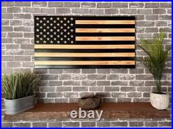 Veteran Made, Military, America WOOD AMERICAN FLAG with Frame, Hand Carved, gift