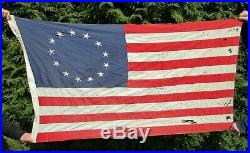 Vintage 13 Star Dettra Bulldog Bunting American Flag 3' x 5' Embroidered USA