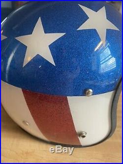 Vintage 1971 Sparkle Metal Flake Motorcycle Helmet American Flag USA LSI-4150