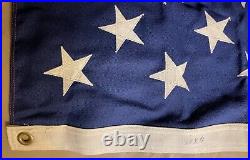 Vintage 4'x6' Embroidered Cotton 50 Star AMERICAN FLAG Old Glory Sewn Cloth USA