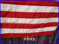 Vintage 48 Sewn Star/Stripe US Flag WW1/WW2 Era American USA Bull Dog Bunting R