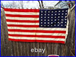 Vintage 48 Sewn Star/Stripe US Flag WW1/WW2 Era American USA Bull Dog Bunting R
