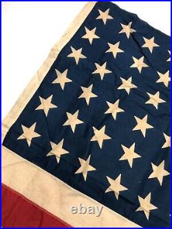 Vintage 48 Star American Flag, Linen, 3 x 5 feet USA Distressed AA23