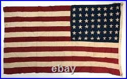 Vintage 48 Star American Flag, Linen, 3 x 5 feet USA Distressed AA23