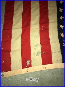 Vintage 48 Star WW2 USA American War Flag Sterling All Wool Dub. Bunting 66x47
