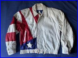 Vintage 90's Georgetown Leather Design USA American flag novelty jacket L