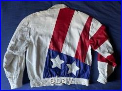 Vintage 90's Georgetown Leather Design USA American flag novelty jacket L