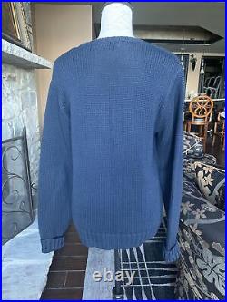 Vintage 90s Polo Ralph Lauren Blue USA American Flag Pullover Sweater XL Women