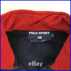 Vintage 90s Polo Sport Ralph Lauren USA Flag Fleece Quarter Zip Jacket XL